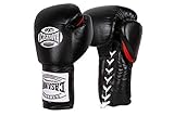 Casanova Professional Training LACE-UP Boxing Gloves (Black/Red Palm, 16 oz)