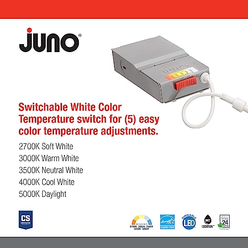 Image of Juno WF4 ADJ SWW5 90CRI MB M6 Wafer-Thin LED Downlight, Adjustable Trim, Switchable CCT 2700K, 3000K, 3500K, 4000K, and 5000K, 90+ CRI, Matte Black, 4-Inch