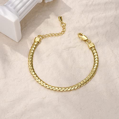 Image of FRUMOS Dainty Layering Bracelets for Women 18 k Gold Plated Fashion Adjustable Chunky Cuban Paperclip Link Chain Bracelets Jewelry for Women Gift