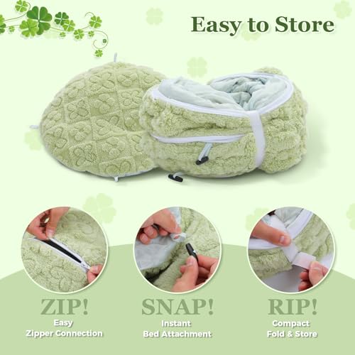 Image of PEQULTI Cat Tunnel with Bed for Indoor Cats, Cat Play Donut Tunnel with Washable Soft Plush Mat, Round Tube Toys Cute Tube for Kittens, Puppies, Rabbits and Ferrets, Green