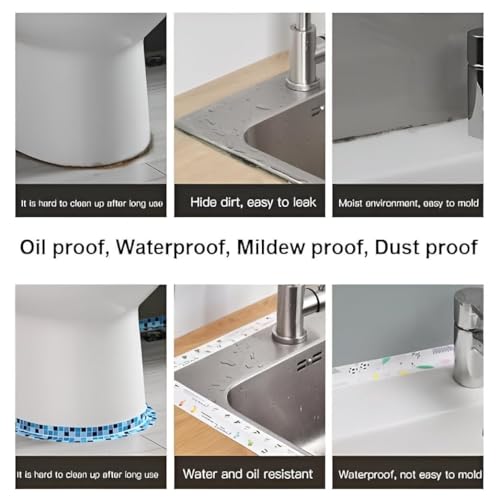 Image of Waterproof Caulk Tape for Kitchen & Bathroom | Self-Adhesive Sealing Strip for Sink, Tub, Toilet, Countertop & Wall Corners | Oil-Proof Mildew-Resistant Gap Sealer Tape