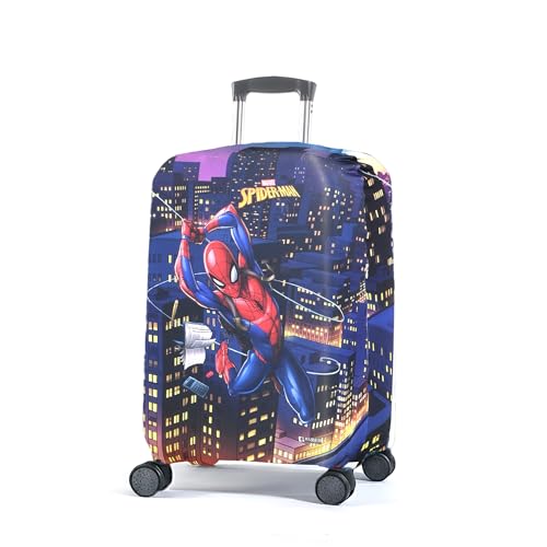 Image of Heart Home 18-22 Inch Polyester Small Size Suitcase Cover | Dustproof and Machine Washable Luggage /Trolley Bag Cover Protector | Spider Man Print - Multicolor