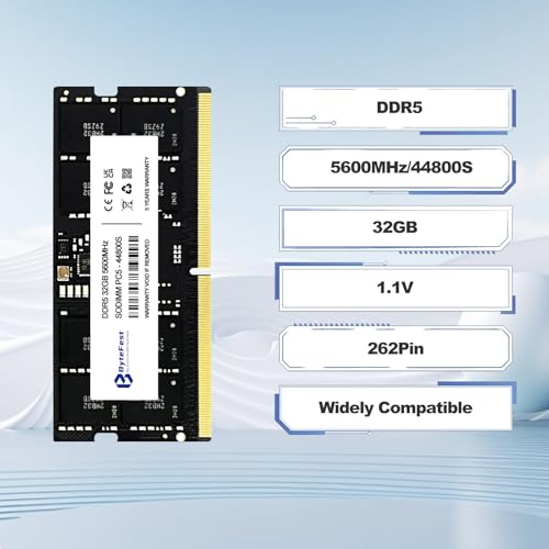 Image of DDR5 RAM 64GB (2x32GB) 5600MHz PC5-44800 CL46 1.1V SODIMM 262-Pin Laptop /Notebook RAM Memory Modules