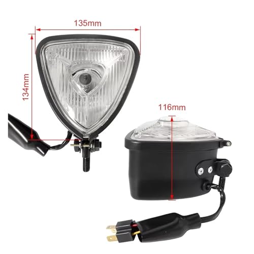 Phare de moto projecteurs avant triangle pour customisation Cruisers Retro - 2