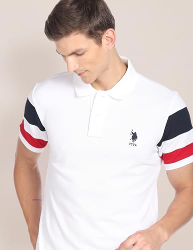 Image of U.S. Polo ASSN. Solid Slim Fit Polo T Shirts for Men - 100% Cotton, Half Sleeves Mens Tshirt