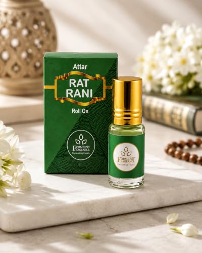 Image of Formless Raat Rani 3ml Attar Unisex - Premium Night Blooming Floral Fragrance Oil, Long Lasting Alcohol-Free Perfume, Sweet Scent, Pocket Size Roll-On,Travel Friendly Daily Wear & Special Occasions