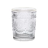 LJHFG63KUYT Vasos de vidrio Vasos vintage sin tallo, copa de cristal con relieve girasol y borde dorado para jugo(Pequeño)