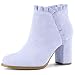 Allegra K Damen Panel Ruffle Blockabsatz Ankle Boots Stiefel Lila 39