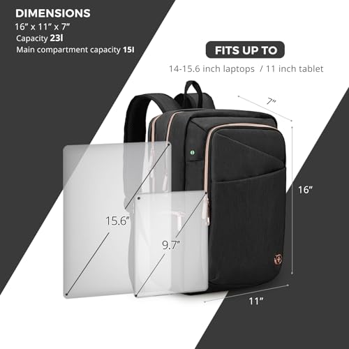 Swissdigital Design Business Laptop Backpack For Women,With USB Charging Port Computer Work Backpack,Fits 15.6 Inch Laptop Compact Travel Casual Backpack,Black | SD1006-01 by Swissdigital - Image 3