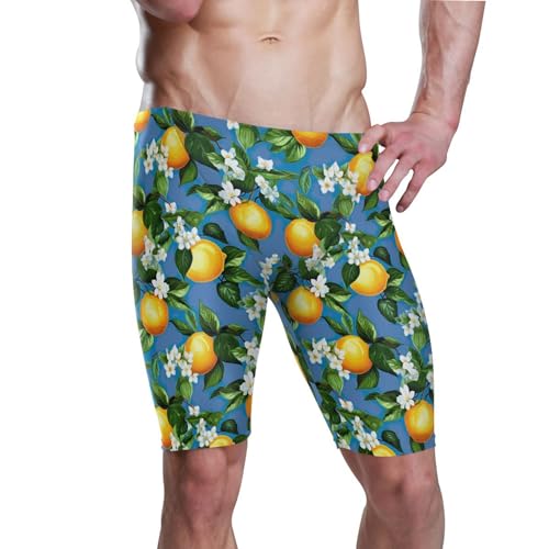 UMIRIKO Lemon Flowers Swim Jammers for Men Athletic Durable S B0401759