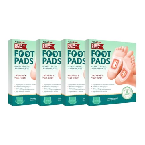 Image of FoxHunt Natural Detox Foot Pads - 10 Vegan Foot Patches for Overnight Foot Care | Herbal Foot Patch with Natural Leaf Extract | Refreshes Feet, Supports Relaxation & Daily Wellness (Pack of 4)
