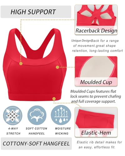 Image of RUNNING GIRL Sports Bras for Women High Support,Racerback Supportive Molded Cup Sports Bra with Sewn in Pads