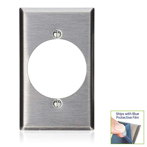 Leviton 84028 1-Gang Flush Mount 2.15-Inch Diameter, Device Receptacle Wallplate, Device Mount, Stainless Steel
