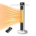 Outdoor Patio Heater, 1500W Infrared Patio Heater with Remote, 9 Heat Levels, 24H Timer, Tip-Over & ip34 Protection, 35In Towel Space Heater for Backyard, Garage, Office, Indoor Use