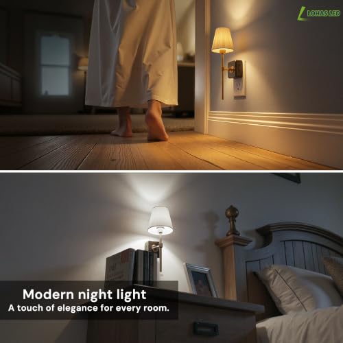 Image of L LOHAS LED Night Lights Plug into Wall, Pleated Fabric Cover Night Light
