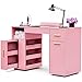 Manicure Table Nail Desk for Nail Tech with Glass Top & Wrist Rest, Acetone Resistant Nail Table Station with 4 Dust Bags, Beauty Salon Nail Supplies Workstation with Drawers Storage Cabinets, Pink