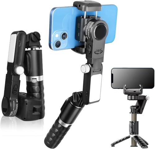 Image of Gimbal for Phones with LED Fill Lighgt, Anti-Shake 2-Axis Gimbal Stabilizer with 360 Rotation Panoramic Shot with Bluetooth Remote, Auto Balance for Vlog, for YouTube Live Video Recording