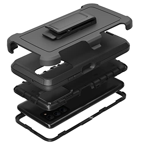 Compatible with Samsung Galaxy A03s Case, with Belt Clip Holster Heavy Duty Rugged Shockproof Full Body Protection Kickstand Cover for Samsung Galaxy A03s Phone (Black)