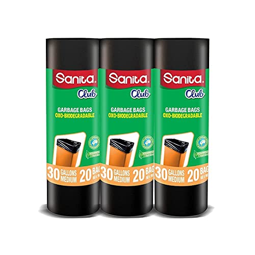 Sanita Club GARBAGE BAGS BIODEGRADABLE 30 Gallons 60 BAGS