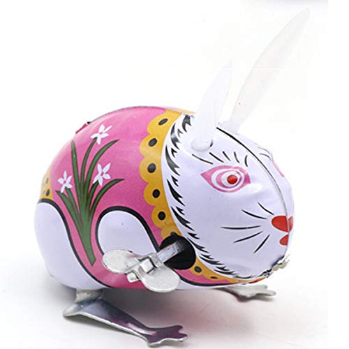 Halloluck 4 Pcs Funny Clockwork Spring Wind Up Metal Jumping Frog, Rabbit, Mouse, Cock Toy, Retro Vintage Wind-Up Metal Tin Toy, Party Favor Tog Gift For Kids Children #TOP1