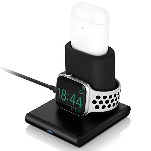 Charging Stand Compatible with Apple Watch Series 4 (40mm) / Series 3 / Series 2 / Series 1 / 42mm / 40mm / 38mm [Nightstand Mode],2in1 Charging Docking Station Replacement for AirPods 1/2