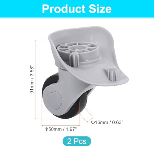 uxcell 2Pcs Luggage Wheel Replacement, Suitcase Trolley Wheels DIY Repair, Spinner Wheels Luggage Accessories, Swivel Silent Wheel, Grey2