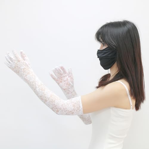 Women Long Lace Gloves Tea Party Elbow-Length Gloves for Wedding, Costume Parties4