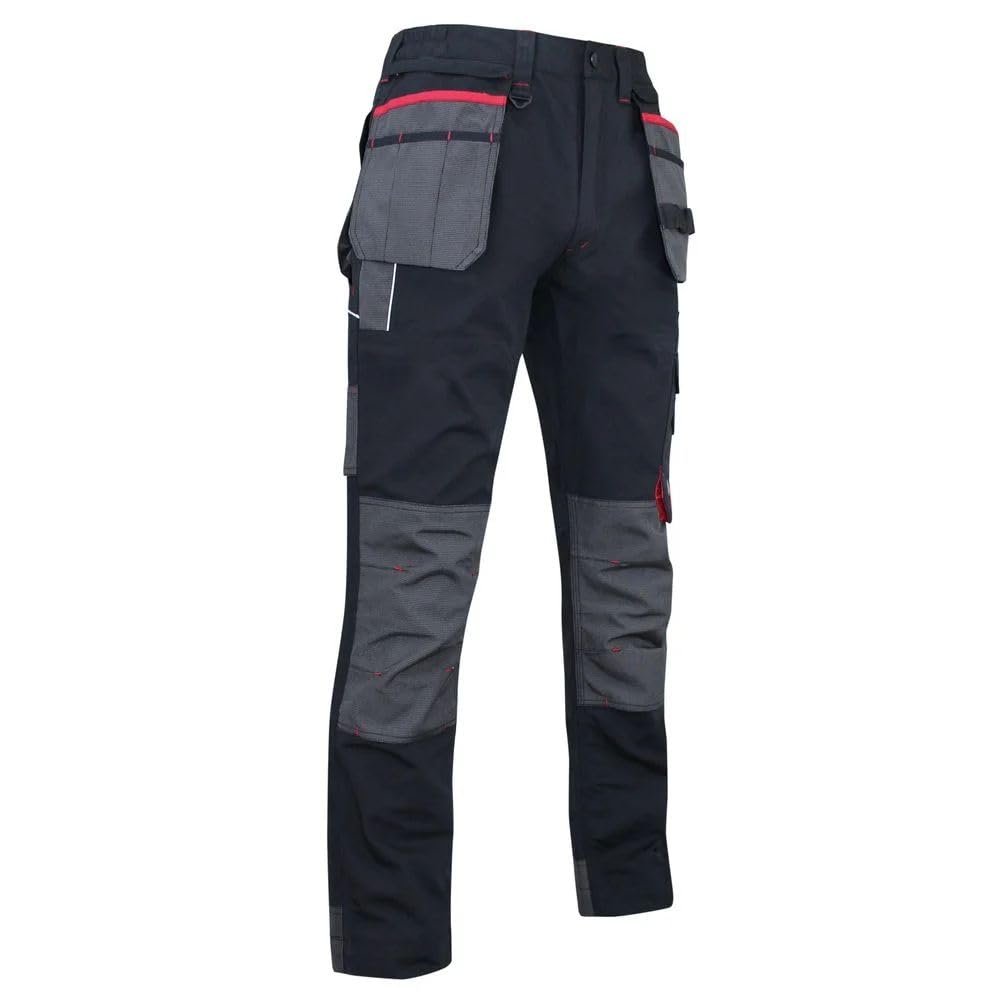 LMA WORKWEAR 1880 - Pantalon de Travail Renforcé avec Poches Genouillères - 1378 MINERAI - Bicolore, Ultra-​Résistant, Pratique avec Ses Poches Outils Amovibles - Idéal BTP, Industrie, Artisanat