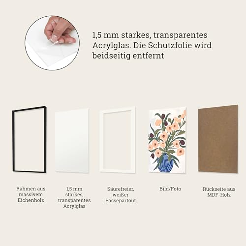 Framelane Bilderrahmen aus Eichenholz, 2er-Set, 40 x 60 cm, Schwarz – Ansicht 5