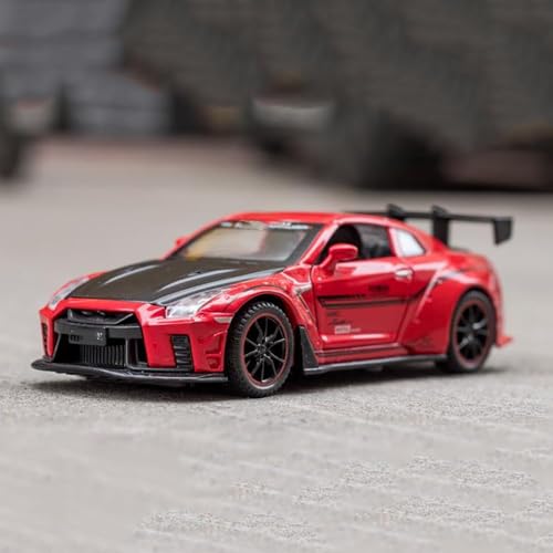 Image of 132 Die Cast Metal Car Scale Model Supra R35 Alloy Diecast Metal Cars With Openable Door Light Sound Pullback Toy Car For Kids Best Gifts Toys For Boys,Red