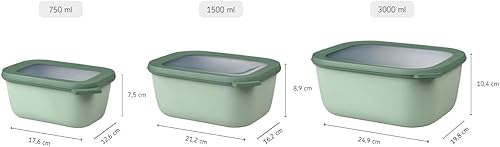 Miniatura 3 de Mepal - Multi Bowl Cirqula Rectangular 3 Partes  Caja de Almacenamiento de Alimentos con Tapa  Caja Hermética para Frigorífico y Microondas  16.9 fl