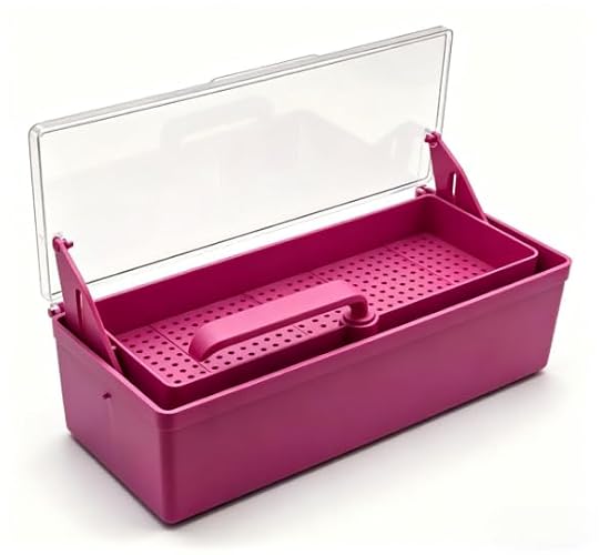 2BDENT Dental Instrument Sterilization Box – Cold Sterilization Tray Depository for Plastic Instruments, Dentistry Tools,Tattoo Needles & Nail Care Supplies – Auto-Lift Lid (PINK)