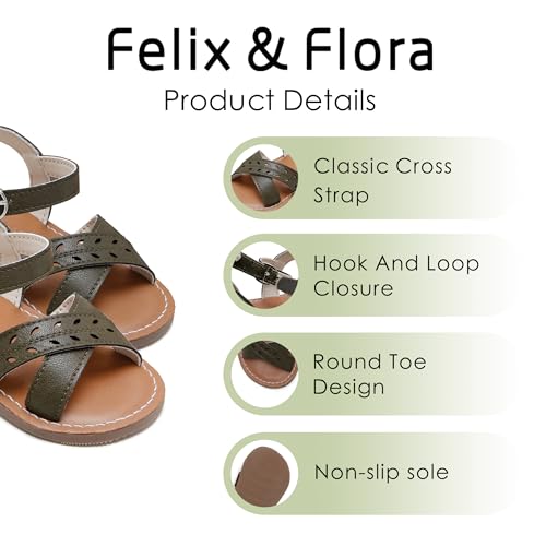 Image of Felix & Flora Toddler Girl Sandals - Little Girl Easter Dress Shoes Lightweight Open Toe Beach Holiday Flats