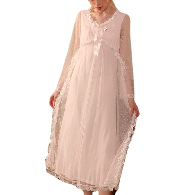 Camicia da notte da donna Vintage Mesh Chemises camicia da notte vittoriana pizzo pigiameria notte Sleepdress Loungewear