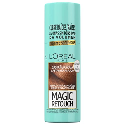 L'Oréal Paris Spray Retoca Raíces Instantáneo, Para Hombre y Mujer, Magic Retouch, Tono: Caoba (Acajou), 75 ml