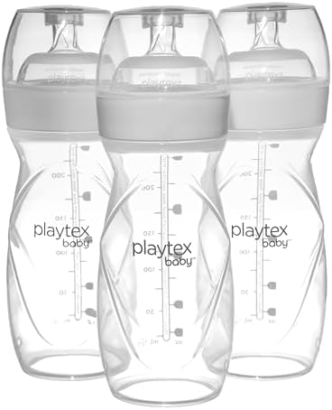 Playtex Baby Anti-Colic Nurser Bottle with Pre-Sterilized Disposable Drop-Ins Liners, 8 Oz Bottles (3 Count), Bottles for Newborn and Breastfeeding Babies, Feeding Essentials