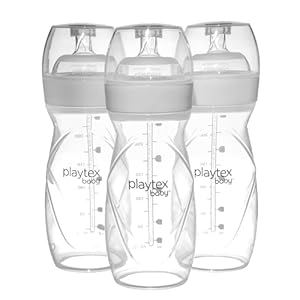 Playtex Baby Anti-Colic, Reduce Gas, Air Free Nurser Bottle with Pre-Sterilized Disposable Drop-Ins Liners, Closer to Breastfeeding, 8 Oz Bottles, 3 Count