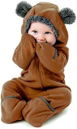 Fleece Baby Bunting Bodysuit – Infant One Piece Kids Hooded Romper Outerwear Toddler Jacket