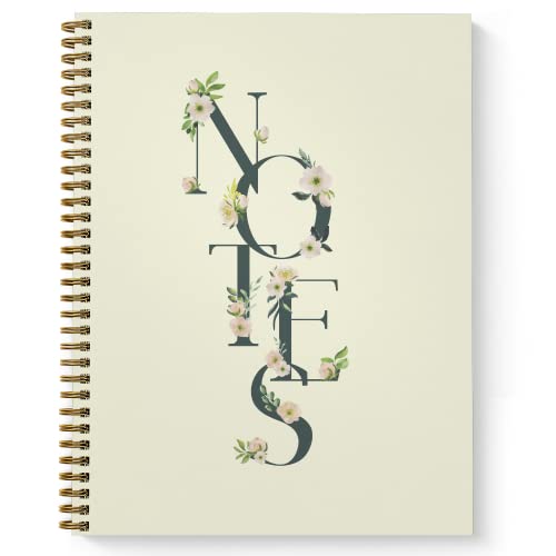 Carnet de notes florales grand cahier à spirale dorée 120 pages lignées couverture souple