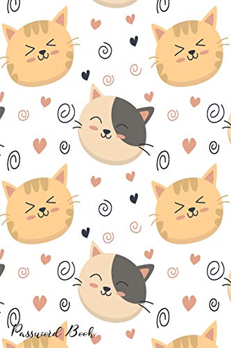 Password Book: Include Alphabetical Index With Cute Cat Pattern Heart