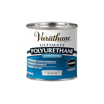Rust-Oleum Varathane 200261H 1/2-Pint Interior Crystal Clear Water-Based Polyurethane, Water-Based Satin Finish