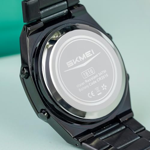 Image of SKMEI Stainless Steel Men Analog Watch Dual-Display Electronic Watch with Luminous 30M Waterproof Watch Fashion Multifunctional Sports Watch for Men- 1816