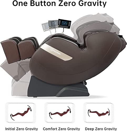 Real Relax 2022 Massage Chair Of Dual-Core S Track Recliner With Smart Voice Controller Zero Gravity (Brown) #TOP5