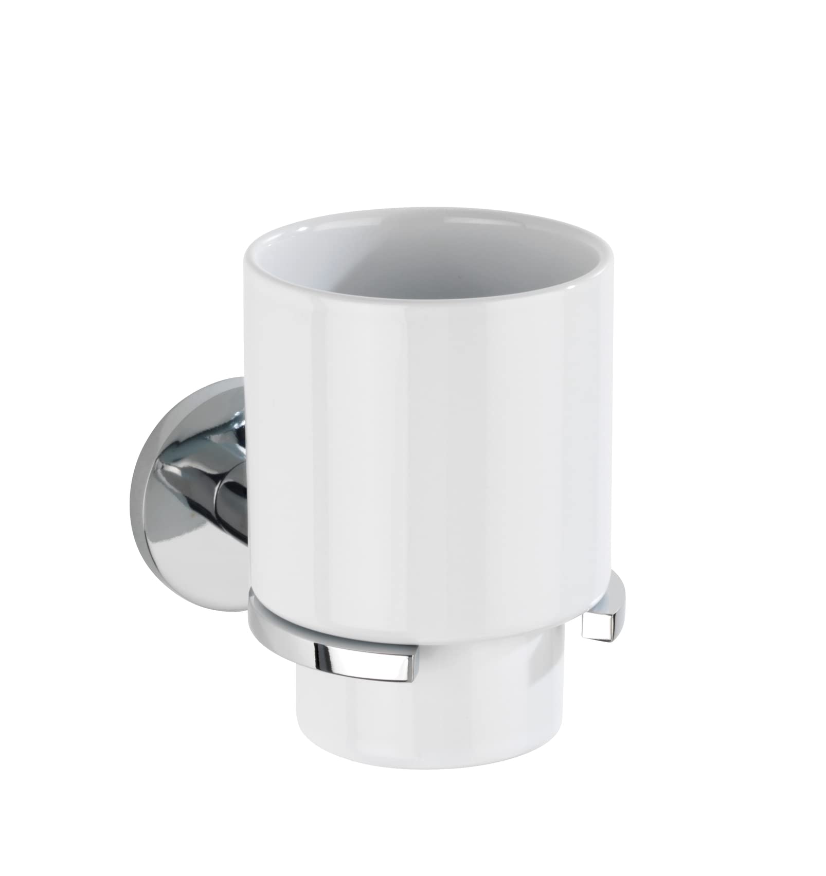 Maximex Wenko 25048100 Portaspazzolino Isera, Tazza in Ceramica con Supporto, Cromato