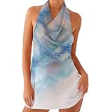 Eigenschaften: Das Kleid für Damen ist ärmellos, Neckholder, rückenfrei; Blumendruckmuster macht Sie modischer und auffälliger, Y2K-Kleid, Partykleid