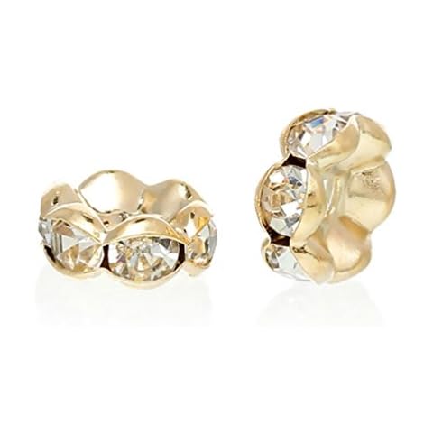 200pcs Adabele Grade A Small Flower Rondelle Spacer Loose Beads Crystal Rhinestone 4mm (0.16 Inch) Gold Plated Brass for Jewelry Craft Making CF39-4 Cover