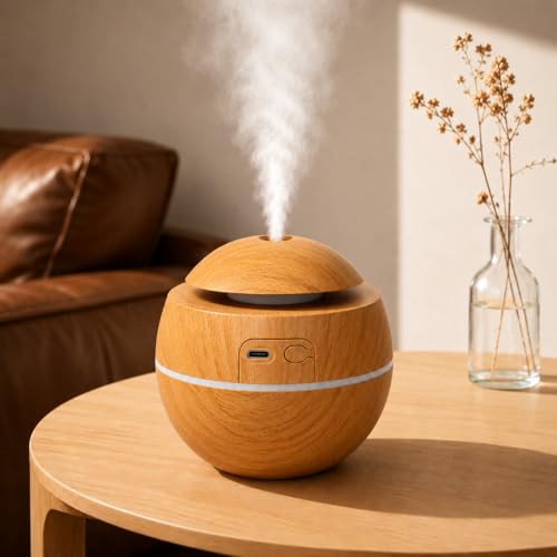 Image of 300 ml Essential Oil Diffuser for Home - Ultrasonic Aroma Diffuser for Home Electric with LED Light & Upto 16 Hrs Mist