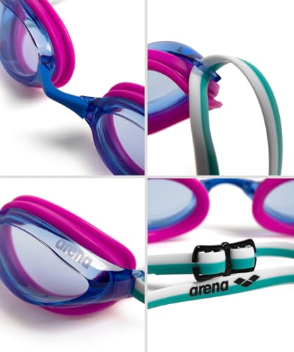 Image of ARENA Unisex Python Racing Swim Goggles for Men and Women Anti-Fog No Leak Max Comfort Dual Strap, Mirror /Non-Mirror Lens