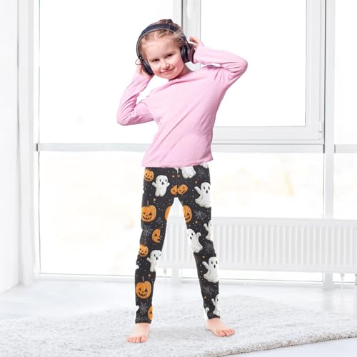 Cartoon Ghosts Pumpkins Halloween Girls Leggings White Sipder Webs Kids Yoga Pants Dance Active Tights 4T4