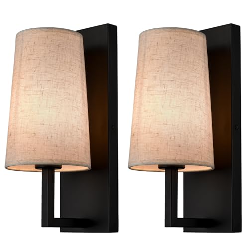 TEENYO Farmhouse Black Wall Sconces Set of Two Modern 1-Light Hardwired Matte Black Wall Lamp with...